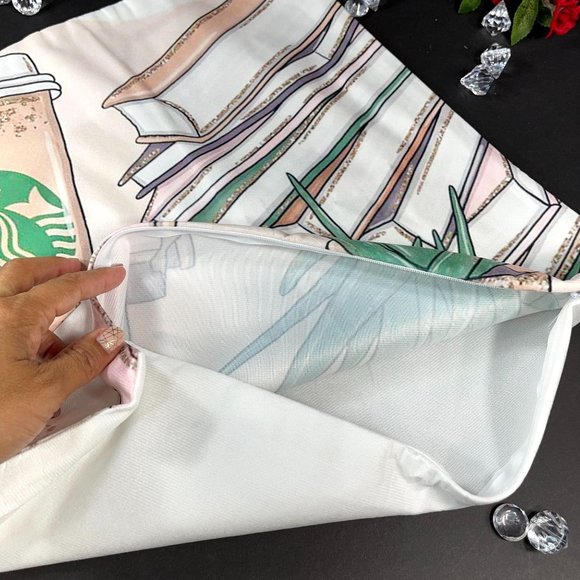 Starbucks Coffee Throw Pillowcase School Books Home Decor Accent Pillow Cover - Picture 9 of 12